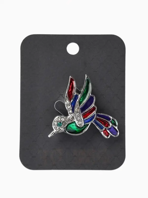 Брошь &laquo;Птица&raquo; голубка, цветная в серебре