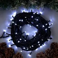 Гирлянда &laquo;Нить&raquo; 10 м, IP44, УМС, тёмная нить, 100 LED, свечение белое, мерцание белым, 220 В