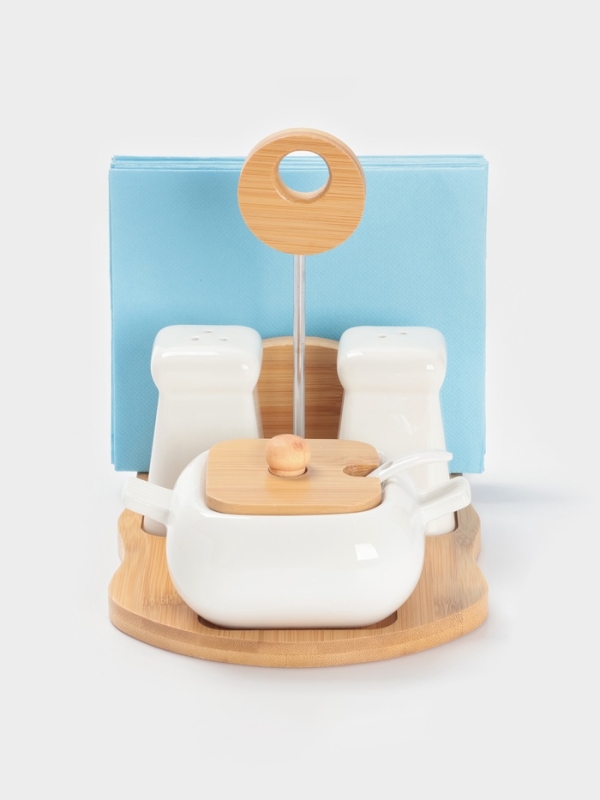 Набор для специй подст 4 шт "BellaTenero"  солон, перечн, сахарн с лож, салфетн