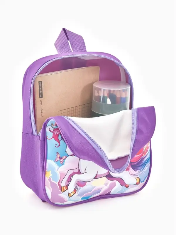 Рюкзак детский 20,5*9*24, отд на молнии, единорог сиреневый Рюкзак детский 20,5*9*24, отд на молнии, единорог сиреневый