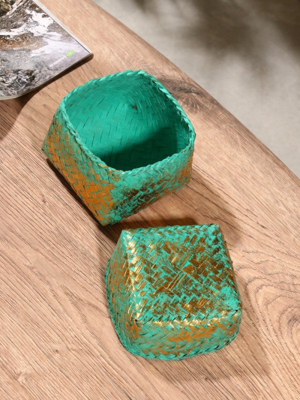 Корзинка плетеная "Голден мини" 12х12х10 см, голубой