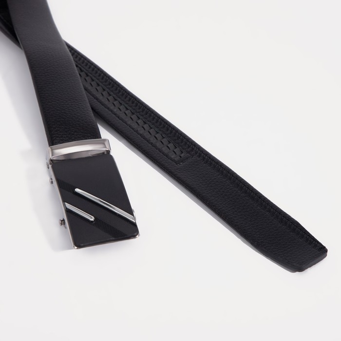 Ремень мужской, ширина 3.5 см, пряжка автомат, цвет чёрный