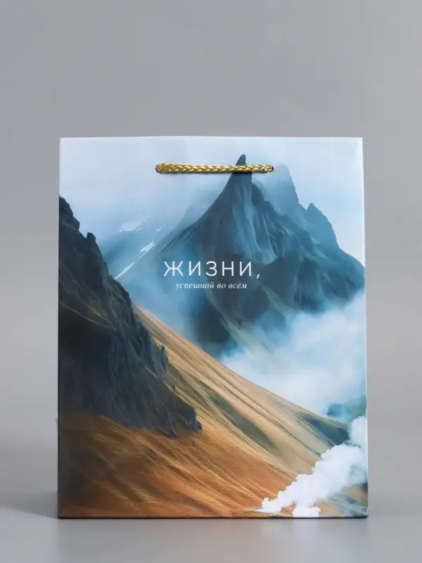 Пакет подарочный "Горы счастья" ламинированный 18 х 22,3 х 10 см