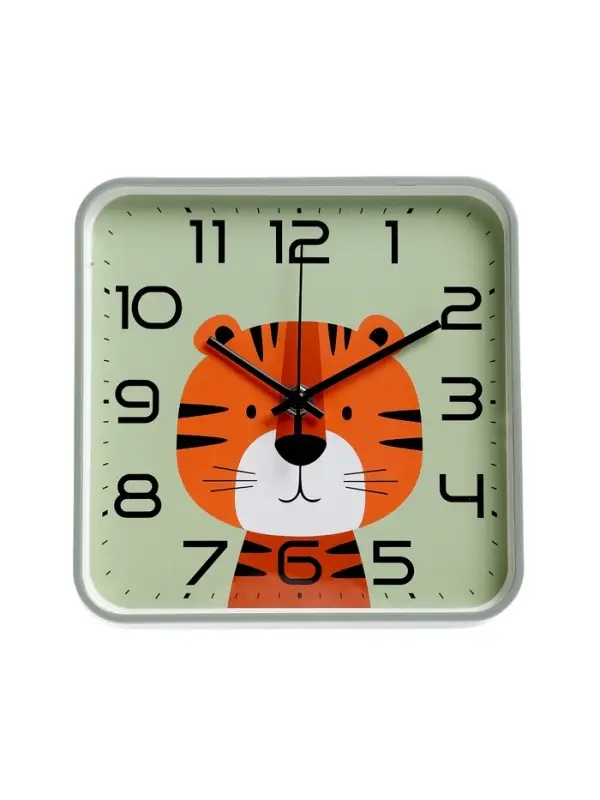 Часы настенные  Часы настенные "Тигренок", детские, плавный ход,  19х19см, зеленые