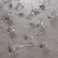 Гирлянда &laquo;Нить&raquo; 2 м, роса с насадками &laquo;Снежная ёлочка&raquo;, IP20, серебристая нить, 20 LED, 2 режима, от батареек АА&times;2, свечение тёплое белое