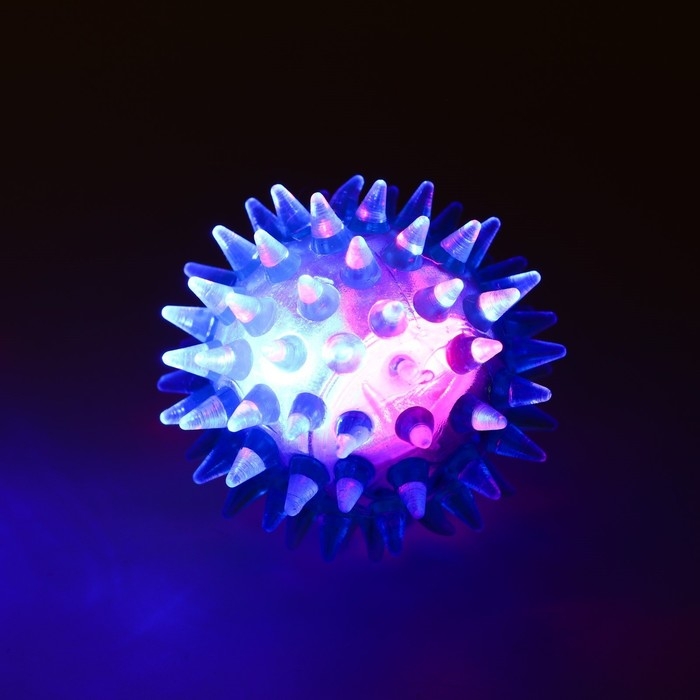 Мяч светящийся мини для кошек, TPR,  3,5 см, голубой Мяч светящийся мини для кошек, TPR,  3,5 см, голубой