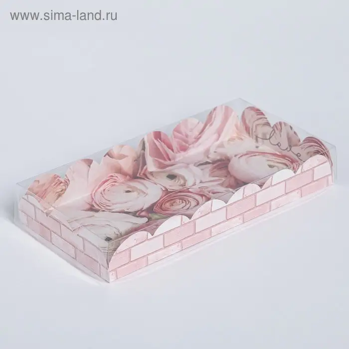 Коробка для печенья, кондитерская упаковка с пластиковой крышкой, My best wishes, 21 х 10.5 х 3 см Коробка для печенья, кондитерская упаковка с пластиковой крышкой, My best wishes, 21 х 10.5 х 3 см