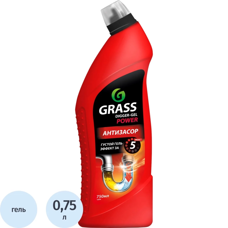 Средство для прочистки труб Grass Digger-Gel щелочное 750мл