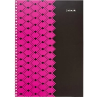 Бизнес-тетрадь А4 60л Attache Персия Фукс/Черн клет, 65г, греб, ВД-лак