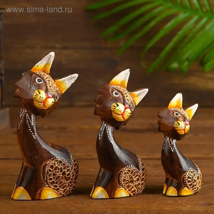 Сувенир дерево  Сувенир дерево "Кошки" (набор 3 шт) 17х7х8 см