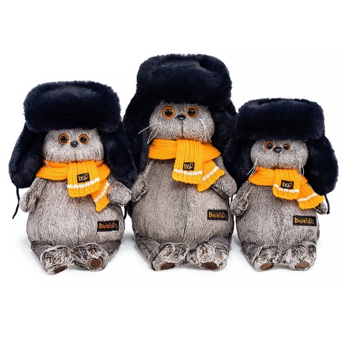 Мягкая игрушка «Кот Басик», в меховой шапке и шарфе, 22 см Мягкая игрушка «Кот Басик», в меховой шапке и шарфе, 22 см