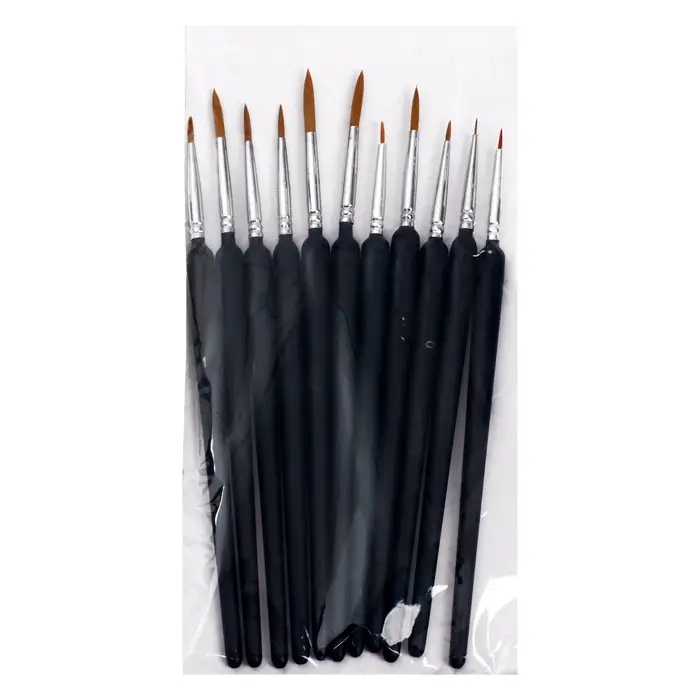 Набор кистей для рисования, нейлон, 11 штук: № 00000, 000, 00, 0, 1, 2, 3, 4, 5, 6, 7, Calligrata, круглые, деревянная ручка, международный размер