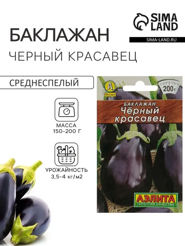 Семена Баклажан &laquo;Чёрный красавец&raquo;, 0.1 г, &laquo;Аэлита&raquo;