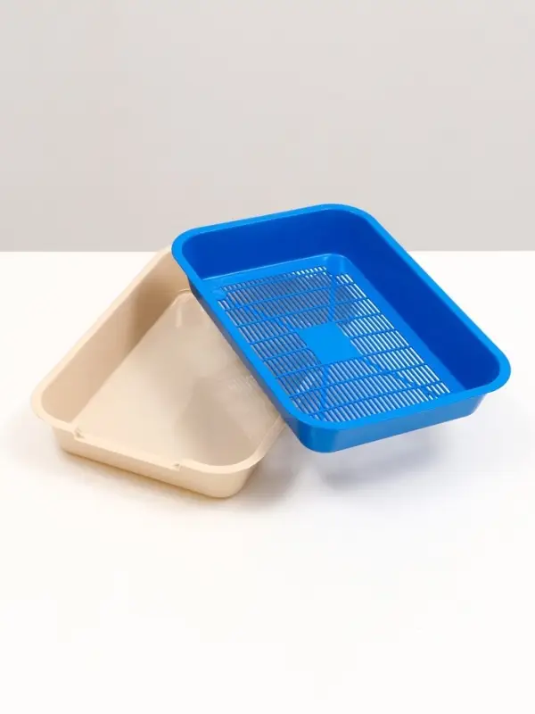 Туалет средний с сеткой 36&times;26&times;6.5 см, тёмно-синий/бежевый