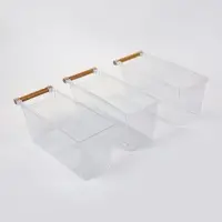 Корзины для хранения Wood Fusion, набор 3 шт.: 33&times;13&times;14 см, пластик, буковое дерево