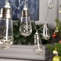 Гирлянда &laquo;Нить&raquo; 3 м с насадками &laquo;Лампа&raquo;, IP20, прозрачная нить, 80 LED, свечение мульти, 8 режимов, 220 В