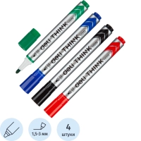 Набор маркеров для белых досок Deli Think 2 мм 4 цвета кругл.нак.EU00101