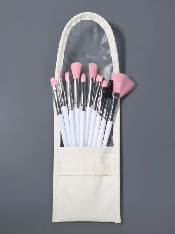 Набор кистей для макияжа COLOR POWER pink, 10 шт., в чехле, белый