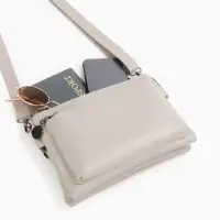 Сумка женская кросс-боди на молнии, 20.5&times;2&times;13 см, серая