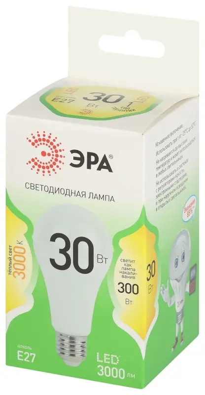 Лампа светодиодная LED 30 Вт 3000Лм 3000К груша теплый E27 220-240В LED A65-30W-830-E27 Green Line