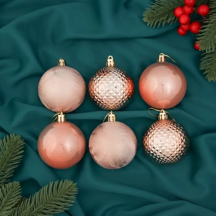 Ёлочные игрушки &laquo;Венера&raquo;, шары новогодние, d=6 см, набор 16 шт., розовое золото