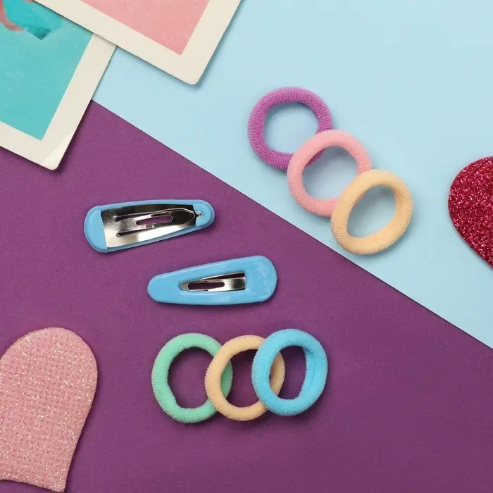 Набор для волос Набор для волос "Карамель" (10 резинок 1,5 см, 2 невидимки 3 см) классика, голубой