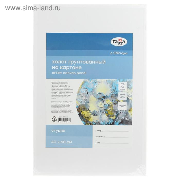 Холст на картоне 40 х 60 см, хлопок 100%, акриловый грунт, мелкозернистый, Холст на картоне 40 х 60 см, хлопок 100%, акриловый грунт, мелкозернистый, "Студия"