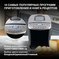 Хлебопечь HYBM-P0412 850Вт черный серебристый