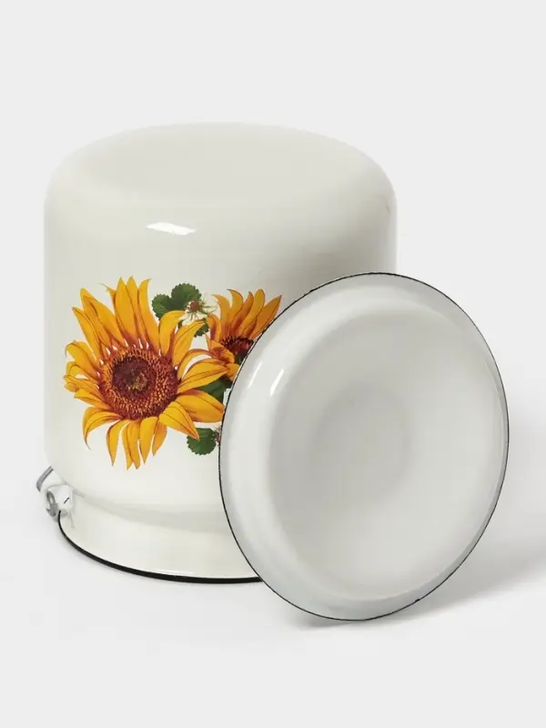 Бидон эмалированный, 3 л, с ручкой и крышкой, белый, рисунок МИКС