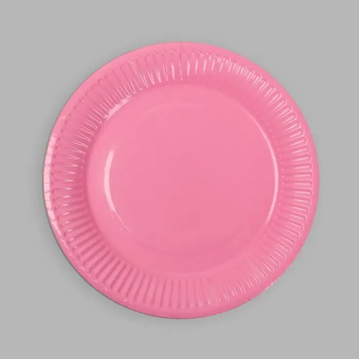 Тарелка одноразовая бумажная однотонная, розовая Тарелка одноразовая бумажная однотонная, розовая