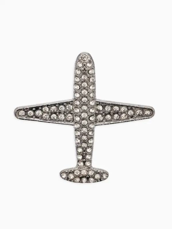 Брошь &laquo;Самолёт туристический&raquo;, белая в серебре
