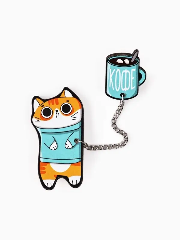 Значок на цепочке &laquo;Котик&raquo;, набор 2 шт., 8&times;12 см