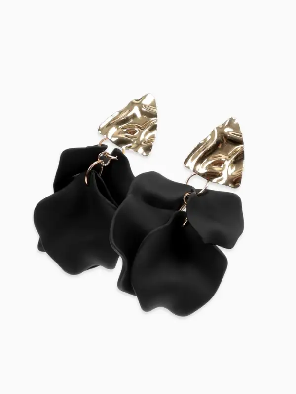 Серьги ассорти &laquo;Ветер&raquo;, мятые треугольники, цвет чёрно-золотой