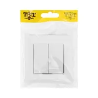 Выключатель TOT Matte Glass, 10 А, 2 клавиши, скрытый монтаж, стеклянная рамка, белый