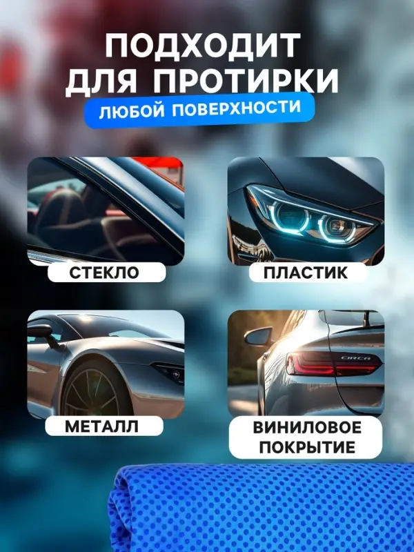 Замша протирочная Grand Caratt 43&times;32 см, перфорированная в тубе, синяя