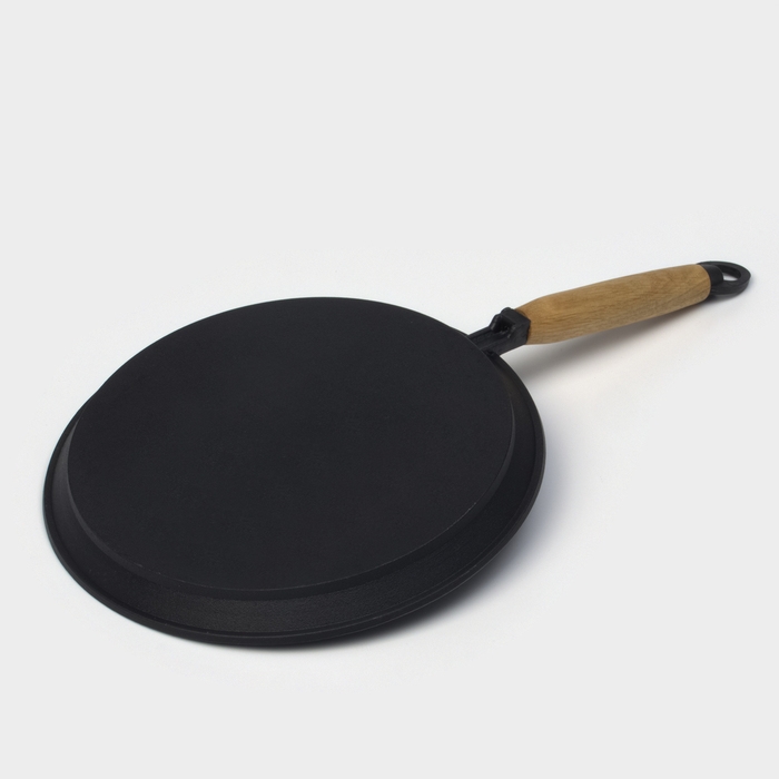 Сковорода блинная литая чугунная Magma, d=24 см, h=1.5 см, деревянная ручка, индукция Сковорода блинная литая чугунная Magma, d=24 см, h=1.5 см, деревянная ручка, индукция