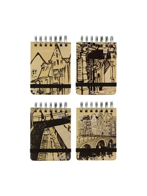 SKETCHBOOK BV, 147х210 мм, 80 Л, КРАФТ 80 гр, НА ГРЕБНЕ (4 ВИДА)