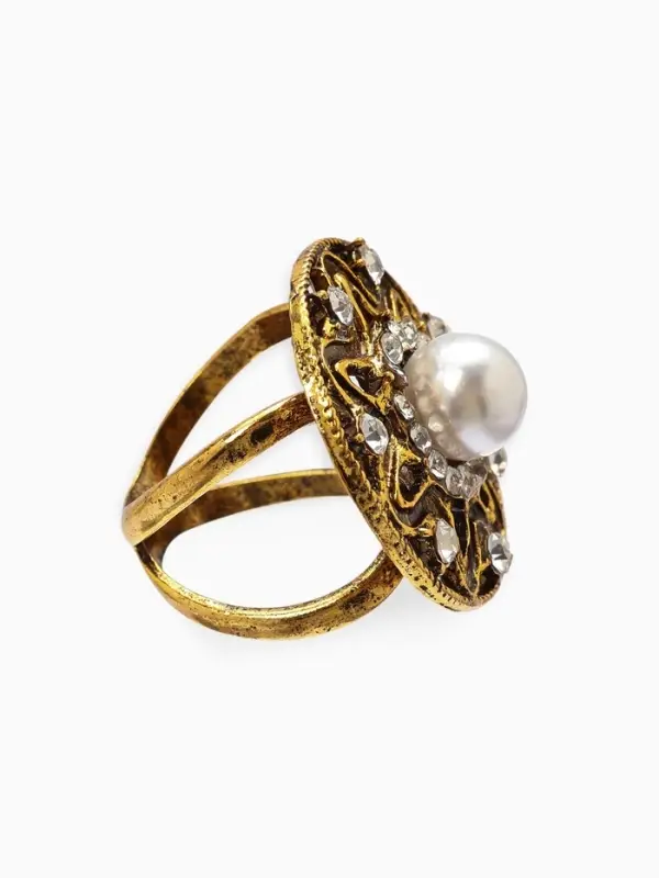 Кольцо для платка Кольцо для платка "Цветок в круге", цвет белый в чернёном золоте