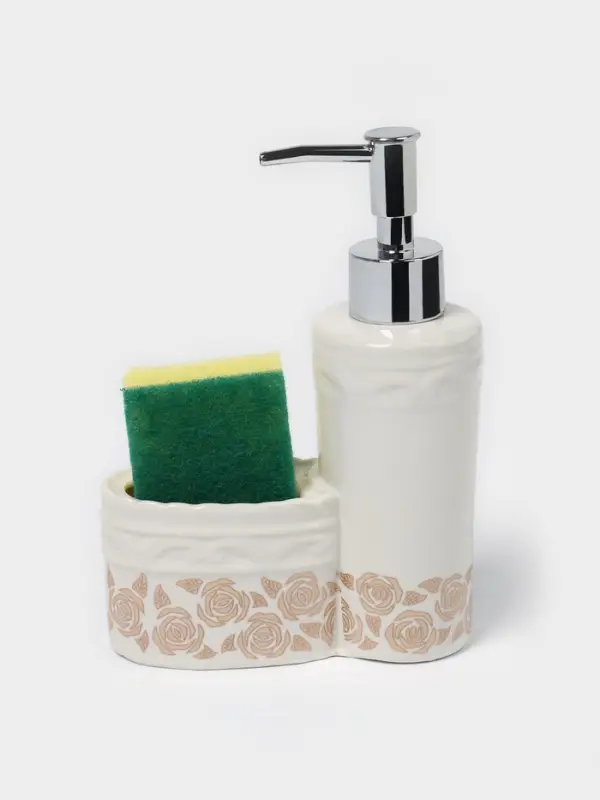 Дозатор для моющего средства с подставкой для губки Доляна &laquo;Роза золотая&raquo;, 200 мл