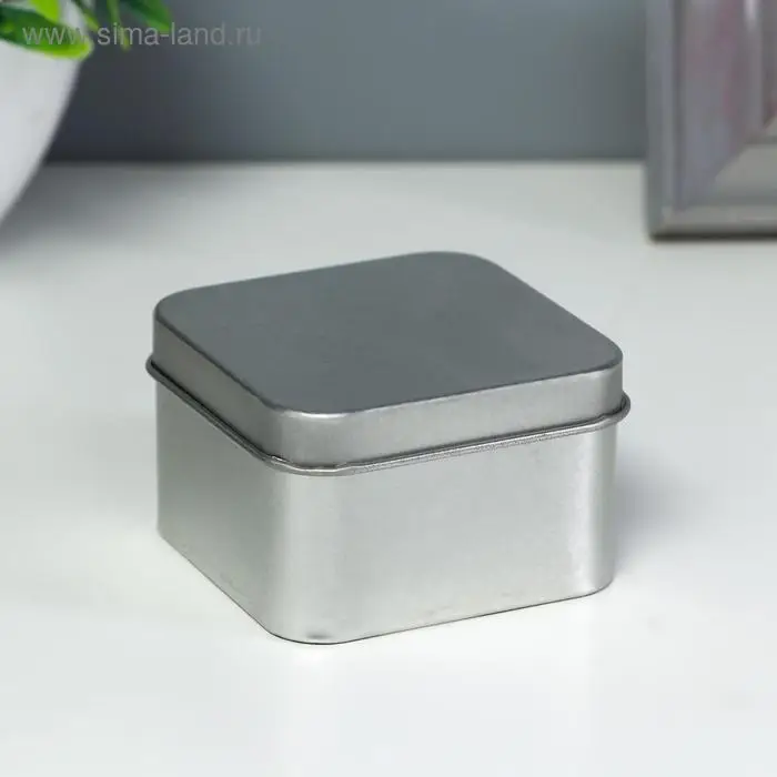 Шкатулка металл "Квадрат серебряный" 6х6х4 см
