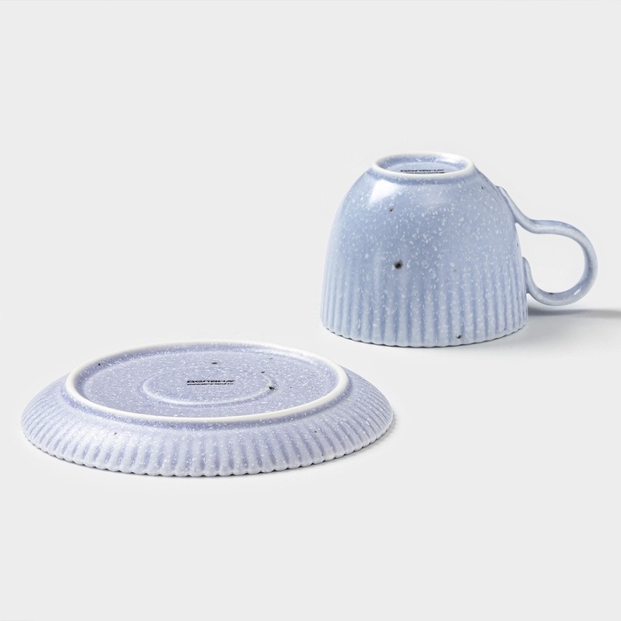 Чайная пара Доляна «Коралл», 275 мл, фарфор, голубая Чайная пара Доляна «Коралл», 275 мл, фарфор, голубая