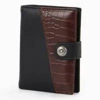 Портмоне мужское на кнопке, 3 в 1, для автодокументов и паспорта, 2 отдела, для карт, для монет, цвет чёрный/кофе Портмоне мужское на кнопке, 3 в 1, для автодокументов и паспорта, 2 отдела, для карт, для монет, цвет чёрный/кофе