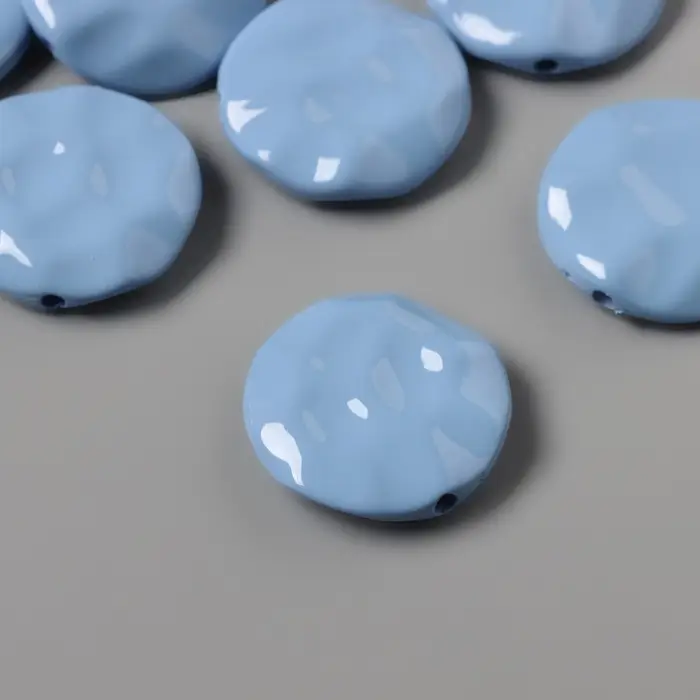Бусины для творчества акрил Бусины для творчества акрил "Плоский мятый круг" голубой 2,5х2,5х0,6 см