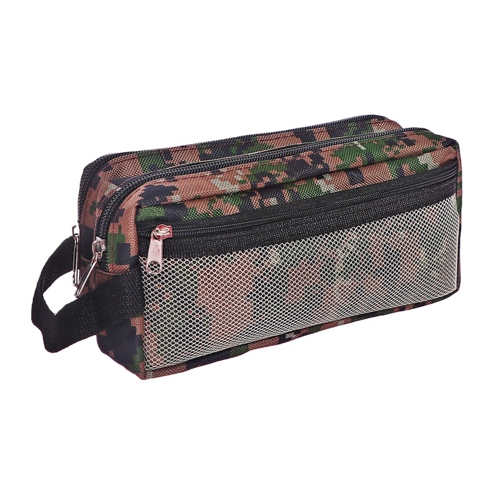 Пенал мягкий  Пенал мягкий "Миллитари", 3 отделения, 90 х 215 х 80 мм, с ручкой, МИКС