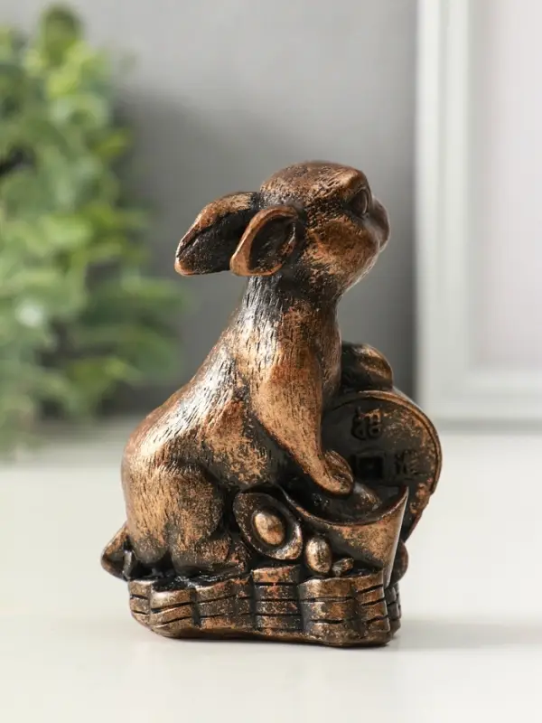 Фигура Фигура "Заяц на деньгах", высота 10 см, цвет винтажная бронза
