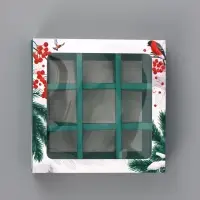 Коробка подарочная для 9 конфет &laquo;Снегири&raquo; 14.5&times;14.5&times;3.5 см