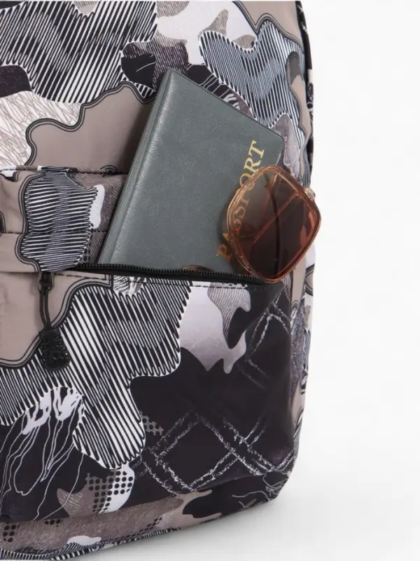 Рюкзак школьный, с карманами, с абстрактным принтом, 30&times;13&times;42 см, чёрный