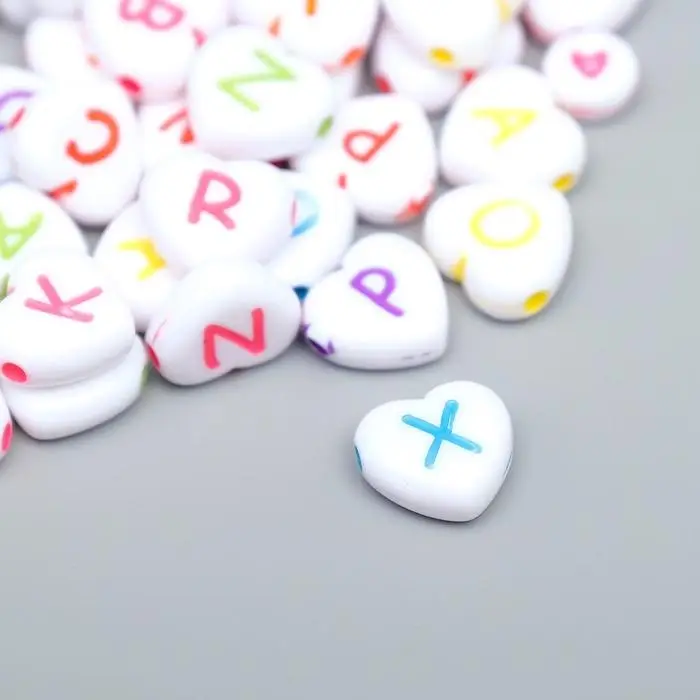 Набор бусин для рукоделия и плетения «Арт Узор. Английские буквы на сердце», 20 г, пластик, 1.2×1.2 см Набор бусин для рукоделия и плетения «Арт Узор. Английские буквы на сердце», 20 г, пластик, 1.2×1.2 см