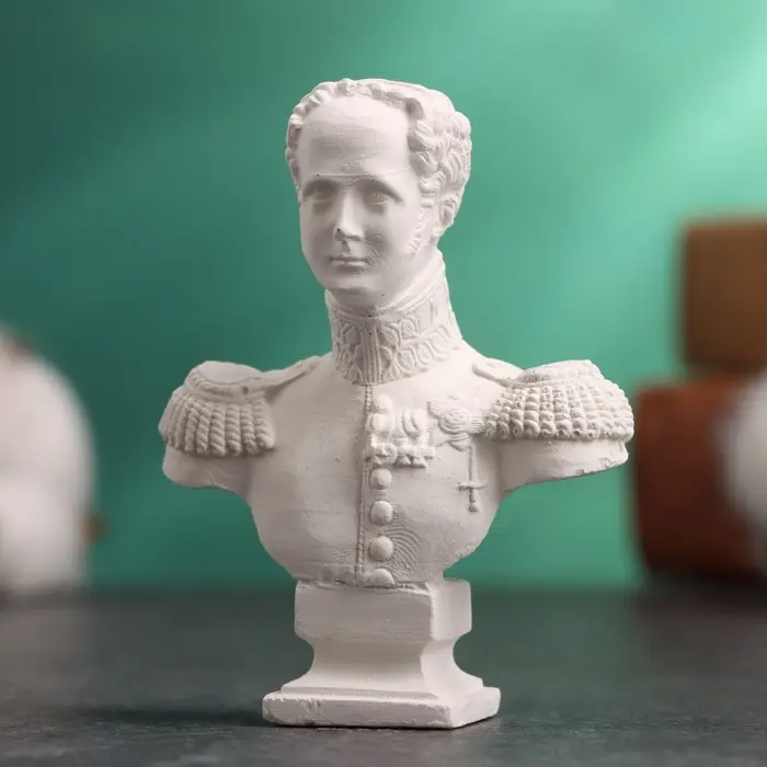 Бюст &laquo;Император Александр I&raquo;, фигурка гипс, белый, 5&times;2&times;6.5 см