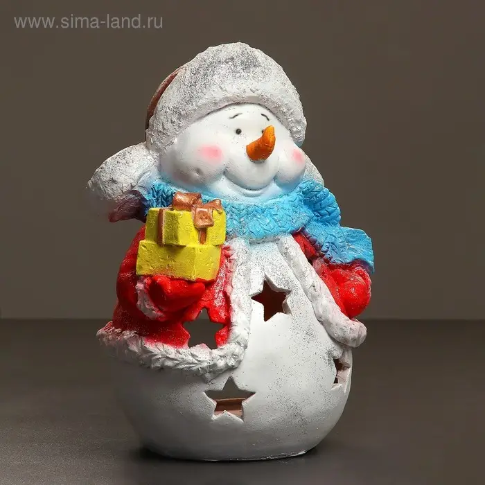 Фигура  Фигура "Снеговик-подсвечник" с блестками 45см.